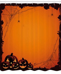 Scary Pumpkin Halloween Shower Curtain - Spooky Bathroom Decor