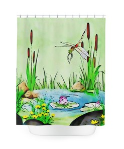 Scenic Dragonfly Shower Curtain for Nature-inspired Bathroom Decor