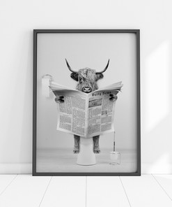 Scottish Highland Cow Whimsical Animal Art Shower Curtain 