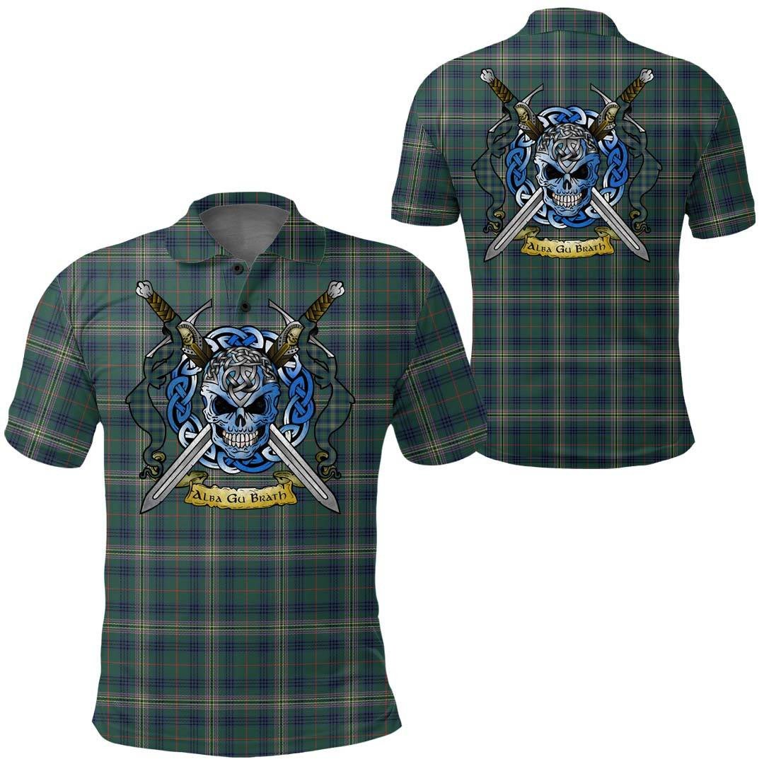 Kennedy Modern Tartan Crest Polo Shirt - Thistle Black Style