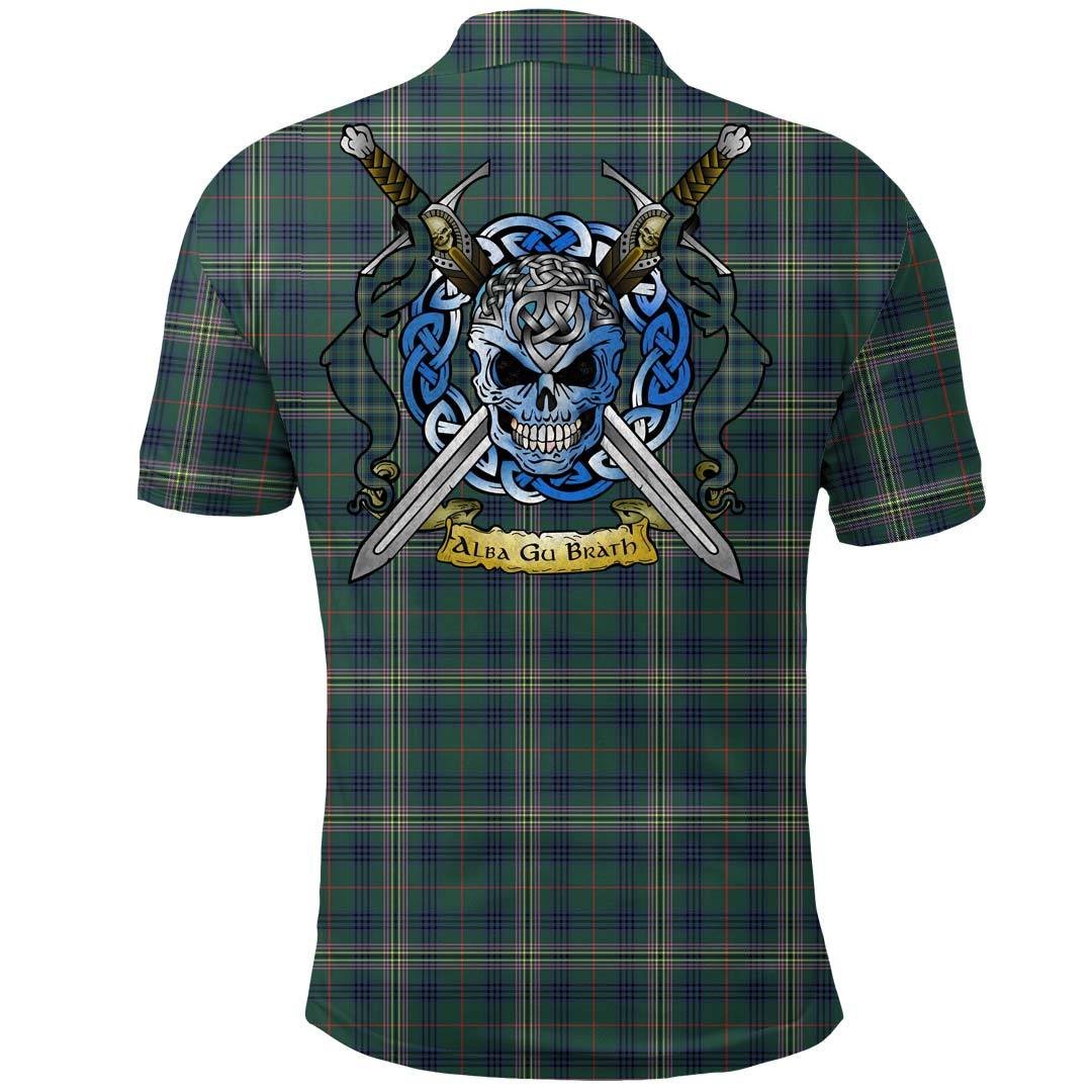 Kennedy Modern Tartan Crest Polo Shirt - Thistle Black Style main image 1
