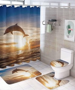 Sea Dolphin Shower Curtain for Bathroom, Home Decor