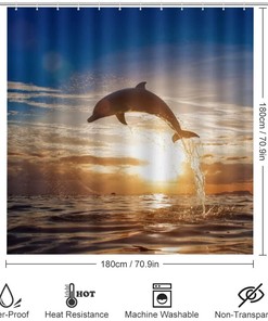 Sea Dolphin Shower Curtain for Bathroom, Home Decor