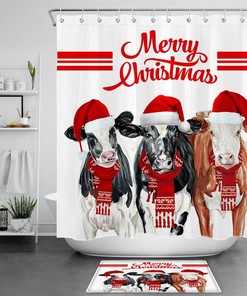 Sea Shells Fir Tree Sand Merry Christmas Shower Curtain - Featuring Coastal Holiday Decor Elements