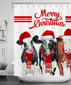 Sea Shells Fir Tree Sand Merry Christmas Shower Curtain - Featuring Coastal Holiday Decor Elements