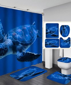 Sea Turtle Large Shower Curtain for Calming Bathroom Decor - Waterproof Fabric Curtain with Calming Oceanic Print