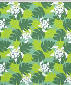 Sea Turtle Shower Curtain with Hawaiian Aloha Theme - Waterproof Fabric
