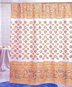 Seashell Fabric Shower Curtain: Nautical Beach Themed Bathroom Decor with Shells & Sand