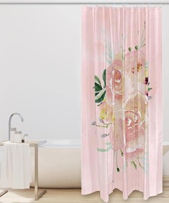 Seashell Pink Shower Curtain with Wild Roses for Home Decor