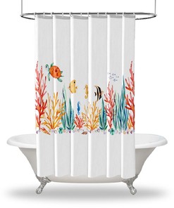 Seashell Shower Curtain - Waterproof Bathroom Decor with Knot Hole Design 