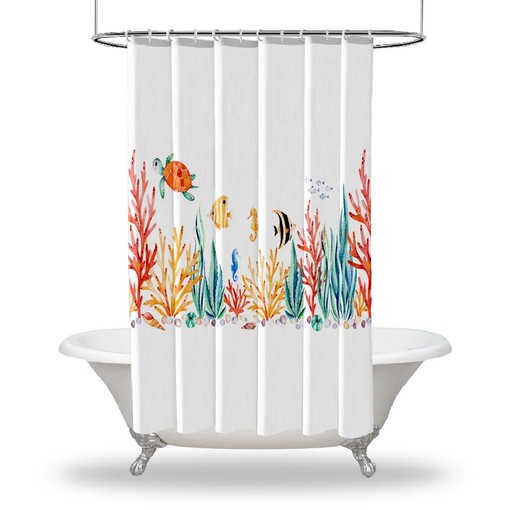 Seashell Shower Curtain - Waterproof Bathroom Decor with Knot Hole Design