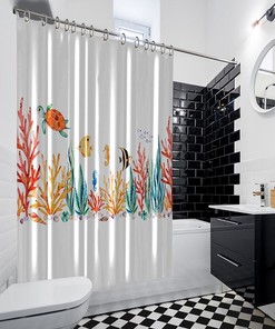 Seashell Shower Curtain - Waterproof Bathroom Decor with Knot Hole Design 