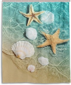 Seashell Starfish Shower Curtain - Tranquil and Relaxing Addition to Your Bathroom Decor