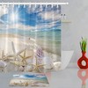 Seashells and Starfish Shower Curtain - A Sunny Beach Scenic Print for Your Bathroom Decor