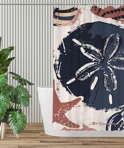 Seashells on Sand Fabric Shower Curtain - Coastal Bathroom Decor 
