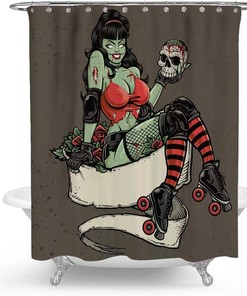 Sexy Zombie Pinup Shower Curtain for Bathroom Decor