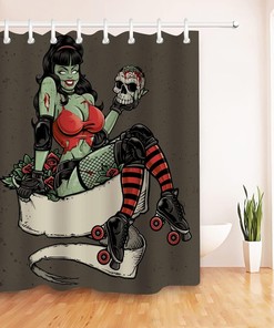 Sexy Zombie Pinup Shower Curtain for Bathroom Decor