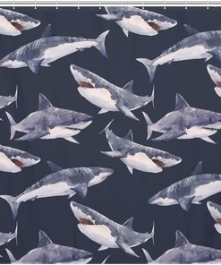 Shark Pattern Waterproof Shower Curtain, Perfect Bath Curtains for any Bathroom Decor