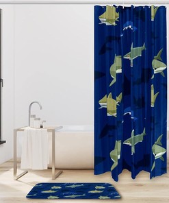 Shark Pattern Waterproof Shower Curtain for Modern Bathroom Decor