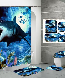 Shark Waterproof Shower Curtain for Underwater Bathroom Decor