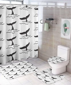 Shark Whale Tail Fin Shower Curtain for Bathroom, Bathroom Decor