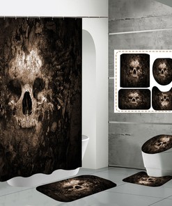 Skeleton Skull Wood Grain Shower Curtain for Gothic Bathroom Decor