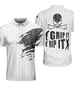 Skull Golf Polo Shirt with a Cool Slogan- Gift for Fans