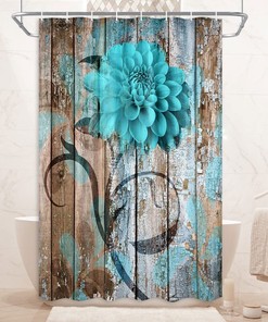 Small Teal Flower Shower Curtain for a Simple Style