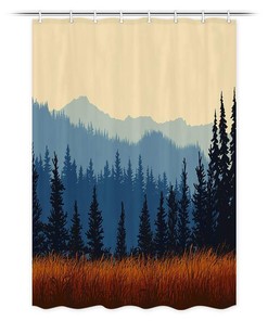 Small Winter Forest Shower Curtain for RV Camper with Waterproof Fabric