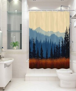 Small Winter Forest Shower Curtain for RV Camper with Waterproof Fabric