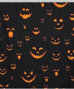 Smile Pumpkin Shower Curtain - Fabric Design for Unique Bathroom Decor
