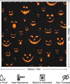 Smile Pumpkin Shower Curtain - Fabric Design for Unique Bathroom Decor