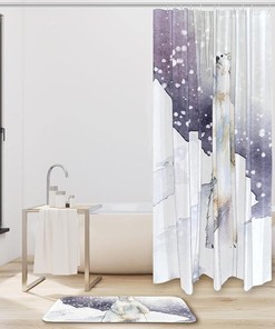 Snow Animal Polar Bear Winter Shower Curtain for Bathroom Decor