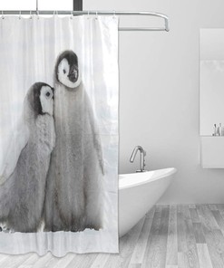 Snow Penguins Waterproof Shower Curtain - Cartoon Bathroom Decor