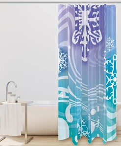 Snow Shower Curtain with Snowflake Dots for Bathroom Decor