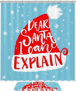 Snowflake Winter Hat Waterproof Shower Curtain for Bathroom Decor