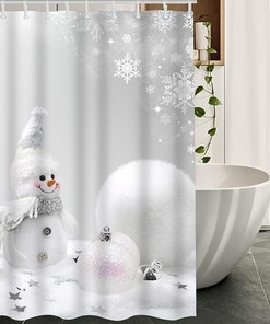 Snowflakes Stars Shower Curtain for Christmas Bathroom Decor
