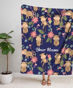 Snuggly Monkey Sherpa Blanket for Babies - Adorable Bathroom Decor