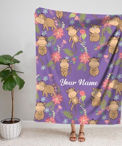 Snuggly Monkey Sherpa Blanket for Babies - Adorable Bathroom Decor