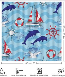Soft Dolphin Shower Curtain for Waterproof and Cuddly Bathroom Decor