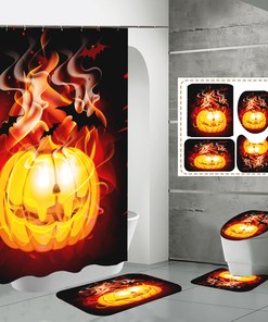 Soul of Pumpkin Shower Curtain Set for Halloween Bathroom Decor