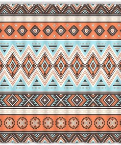 Southwestern Native Tribal Aztec Shower Curtain - Abstract Geometric Print on Colorful Triangular Fabric for Bathroom Decor