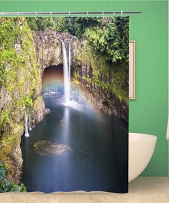Splendid Beautiful Rainbow Falls in Hilo Hawaii Forms Cascading Flows Shower Curtain - Ideal for Home Decor