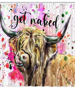 Spotted Longhorn Cow Shower Curtain - Waterproof Bathroom Decors