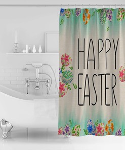 Spring Floral Eggs Rustic Green Shower Curtain for Bathroom Decor