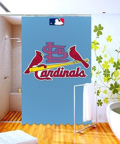 St Louis Cardinals Baseball Shower Curtain, Waterproof Fabric Bathroom Decor