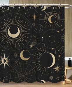 Star and Moon Shower Curtain for Minimalist Bathroom