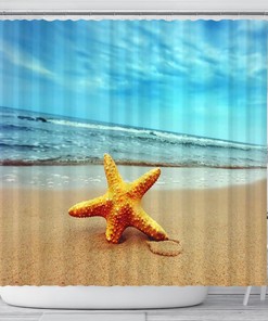 Starfish Beach Shower Curtain - Perfect for Ocean View and Tropical Beach Bathroom Decor