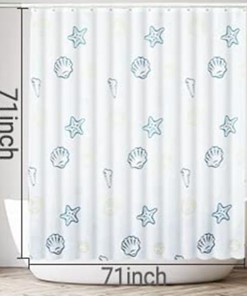 Starfish and Seashells Beach Themed Shower Curtain - Coastal Bathroom Decor