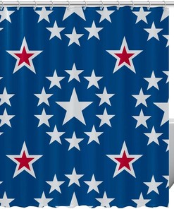 Starry Blue Background Shower Curtain with Sparkling Stars for Night Sky Bathroom Decor 